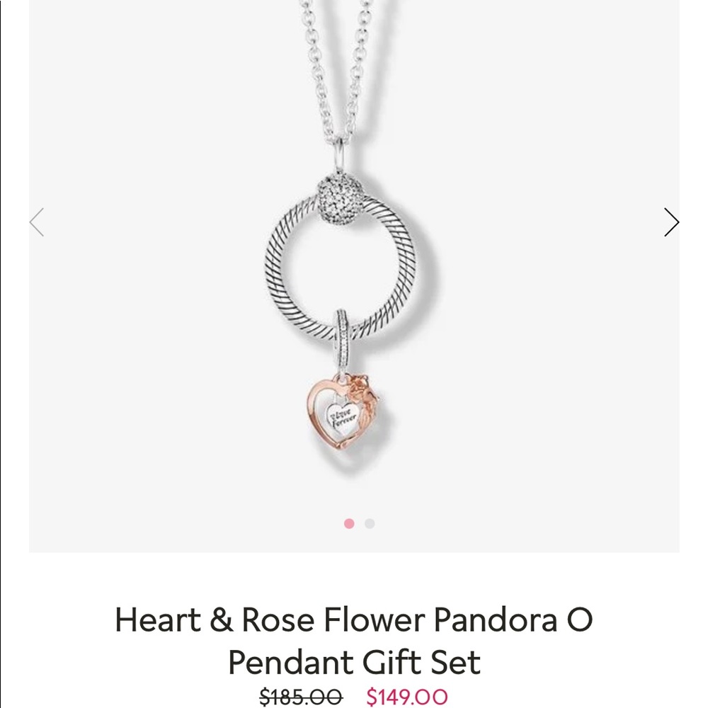 Heart & Rose Flower Pandora O Pendant Gift Set